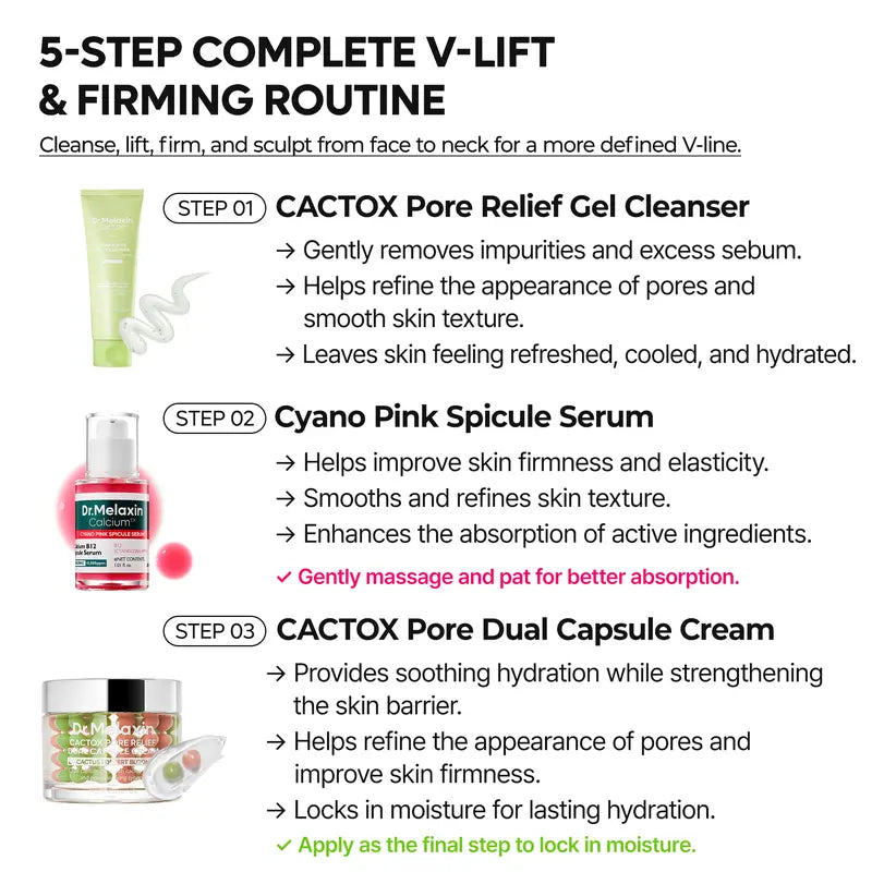 [Dr.Melaxin Official] Face-to-Neck V-Lift, Firming & Cooling 5-Step Complete Routine Set | Complete Sculpting Care Bundle