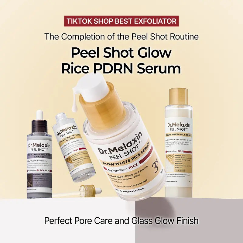 [Auction][Dr.Melaxin Official] White Rice 3-Step Glass Skin Set | With Niacinamide, PDRN & Rice Bran Water for a Radiant Korean Glow