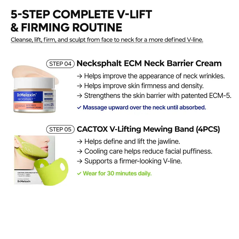 [Dr.Melaxin Official] Face-to-Neck V-Lift, Firming & Cooling 5-Step Complete Routine Set | Complete Sculpting Care Bundle