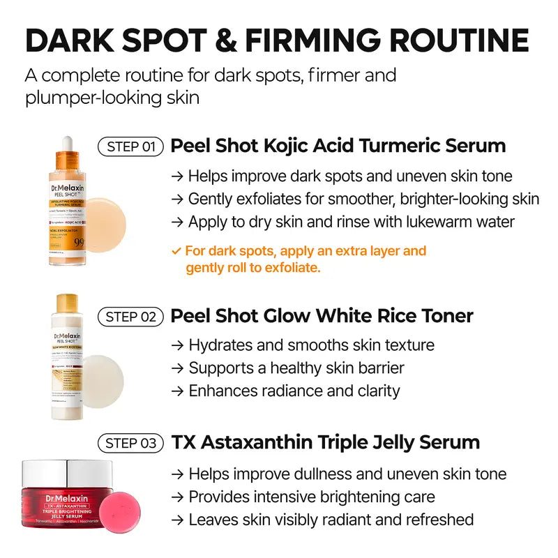 [Dr.Melaxin Official] 7-Step Dark Spot & Firming Routine Set | Brightening, Firming & Plumping Care